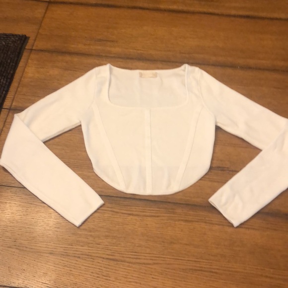 Altar’d State square neck crop top white Long sleeve Junior Size XS TEEN - Picture 10 of 10